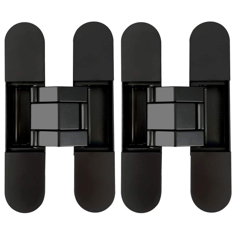 Alamic Invisible Hinges Concealed Door Hinge Heavy Duty Hidden Hinge Up to 132lbs 3-D Adjustable - Black -1 Pair - Image 1